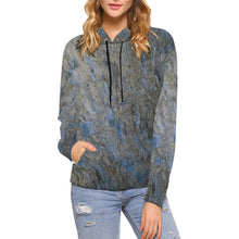 Load image into Gallery viewer, Marbled Abstract Blue All Over Print Hoodie for Women (USA Size) (Model H13)