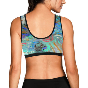 Graffiti Abstract Aqua Women's All Over Print Sports Bra (Model T52)