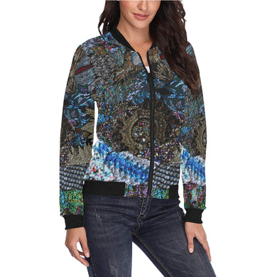 Cresent Paisley All Over Print Bomber Jacket for Women (Model H36)