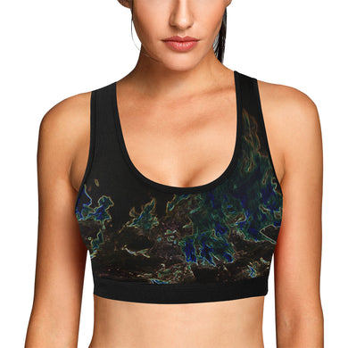 Feathery Flames Glowing Women's All Over Print Sports Bra (Model T52)