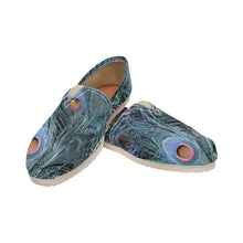 Load image into Gallery viewer, Peacock Feathers Blue Unisex Classic Canvas Slip-On (Model 1206)