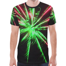 Load image into Gallery viewer, Fireworks Star Green New All Over Print T-shirt for Men (Model T45)