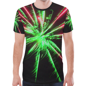 Fireworks Star Green New All Over Print T-shirt for Men (Model T45)