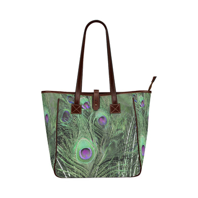 Peacock Feathers Green Classic Tote Bag (Model 1644)