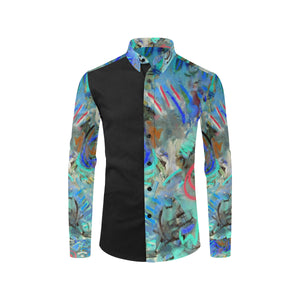Graffiti Abstract Aqua Men's All Over Print Casual Dress Shirt (Model T61)