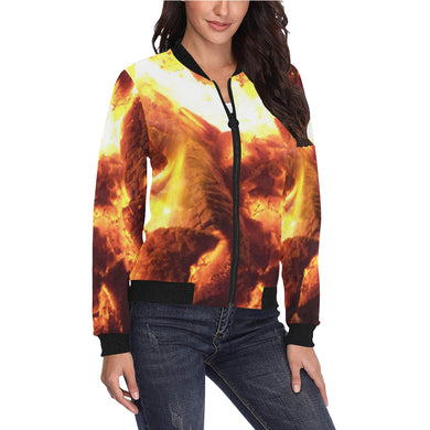 Sea of Flames All Over Print Bomber Jacket for Women (Model H36)