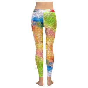 Splash of Color Mosaic Low Rise Leggings (Invisible Stitch) (Model L05)