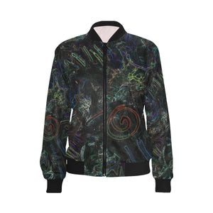 Graffiti Abstract Glowing All Over Print Bomber Jacket for Women (Model H36)