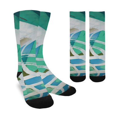Abstract Circles Aqua Trouser Socks (For Men)