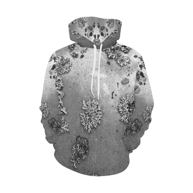Patches of Moss Black and White All Over Print Hoodie for Men/Large Size (USA Size) (Model H13)
