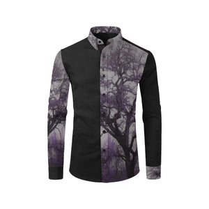 Spooky Tree Purple Men's All Over Print Casual Dress Shirt (Model T61)