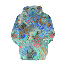 Load image into Gallery viewer, Graffiti Abstract Aqua All Over Print Hoodie for Women (USA Size) (Model H13)