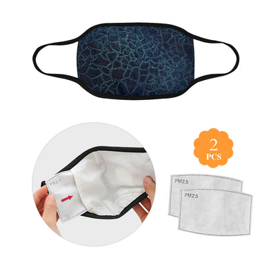 Crackle Teal Mouth Mask in One Piece (2 Filters Included) (Model M02)