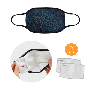 Crackle Teal Mouth Mask in One Piece (2 Filters Included) (Model M02)