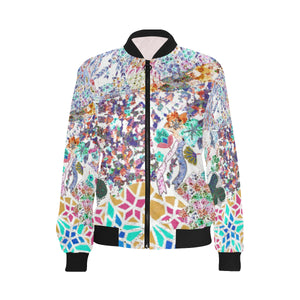 Holiday Paisley Negative All Over Print Bomber Jacket for Women (Model H36)