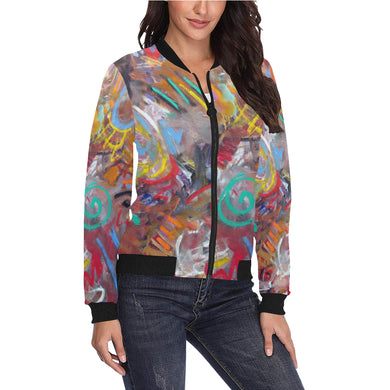 Graffiti Abstract All Over Print Bomber Jacket for Women (Model H36)