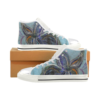 Graffiti Flower Blue Women's Classic High Top Canvas Shoes (Model 017)