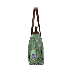 Peacock Feathers Green Classic Tote Bag (Model 1644)