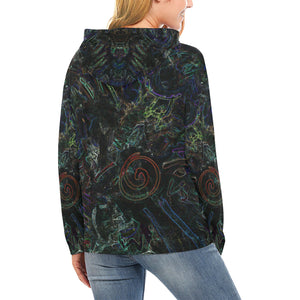 Graffiti Abstract Glowing All Over Print Hoodie for Women (USA Size) (Model H13)