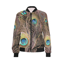 Load image into Gallery viewer, Peacock Feathers All Over Print Bomber Jacket for Women (Model H36)