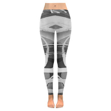 Load image into Gallery viewer, Abstract Circles Black and White Low Rise Leggings (Invisible Stitch) (Model L05)