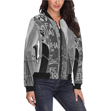 Load image into Gallery viewer, Surfboards Black and White All Over Print Bomber Jacket for Women (Model H36)