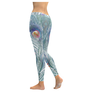 Peacock Feathers Reverse Low Rise Leggings (Invisible Stitch) (Model L05)