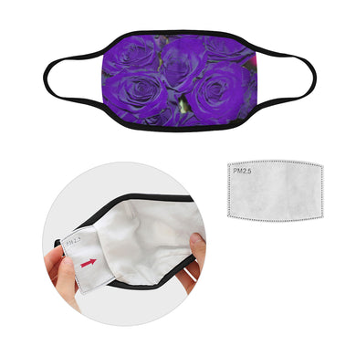 Rose Bouquet Flower Purple Mouth Mask in One Piece (2 Filters Included) (Model M02)