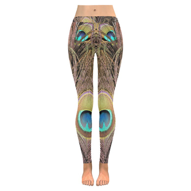 Peacock Feathers Low Rise Leggings (Invisible Stitch) (Model L05)