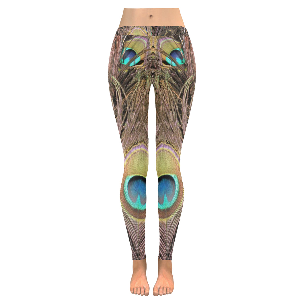 Peacock Feathers Low Rise Leggings (Invisible Stitch) (Model L05)