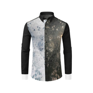 Fireworks Black and Negative Men's All Over Print Casual Dress Shirt (Model T61)