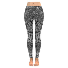 Load image into Gallery viewer, Fun and Fancy Paisley Black and White Low Rise Leggings (Invisible Stitch) (Model L05)