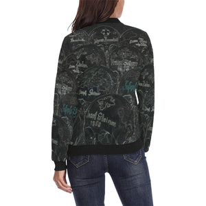 Painted Skulls Glowing All Over Print Bomber Jacket for Women (Model H36)