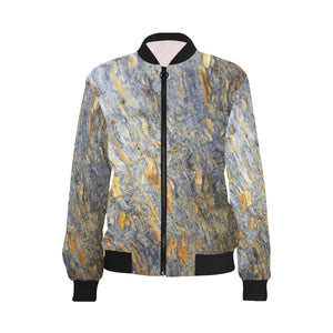 Marbled Abstract All Over Print Bomber Jacket for Women (Model H36)