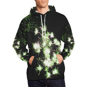 Fireworks Flower Green All Over Print Hoodie for Men/Large Size (USA Size) (Model H13)