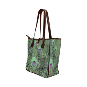 Peacock Feathers Green Classic Tote Bag (Model 1644)