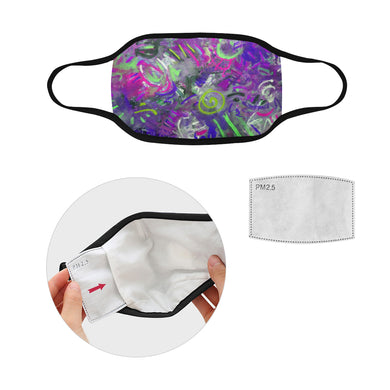 Graffiti Abstract Purple Mouth Mask in One Piece (2 Filters Included) (Model M02)
