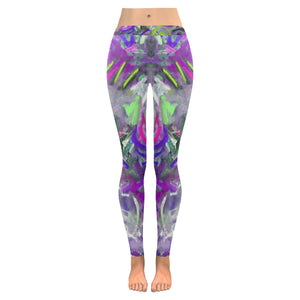 Graffiti Abstract Purple Low Rise Leggings (Invisible Stitch) (Model L05)