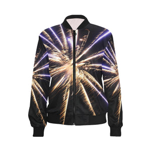 Fireworks Star Yellow All Over Print Bomber Jacket for Women (Model H36)