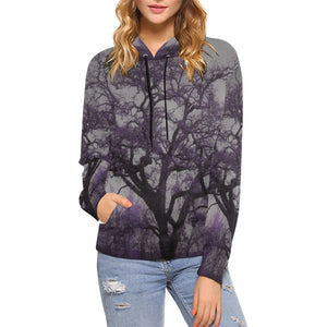 Spooky Tree Purple All Over Print Hoodie for Women (USA Size) (Model H13)