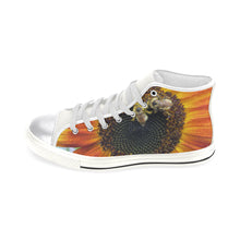 Load image into Gallery viewer, Busy Bee Sunflower Women&#39;s Classic High Top Canvas Shoes (Model 017)