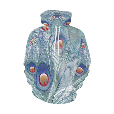 Peacock Feathers Negative All Over Print Hoodie for Women (USA Size) (Model H13)