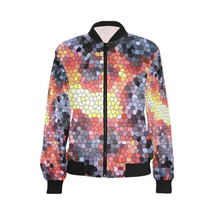 Molten Flames Mosaic All Over Print Bomber Jacket for Women (Model H36)
