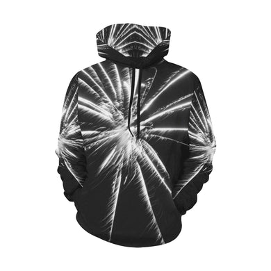 Fireworks Star Black and White All Over Print Hoodie for Women (USA Size) (Model H13)