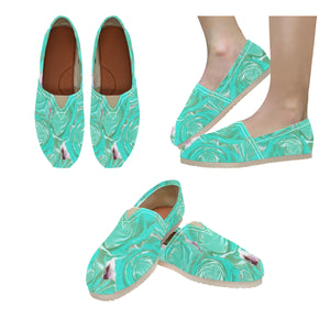 Rose Bouquet Flower Aqua Unisex Classic Canvas Slip-On (Model 1206)