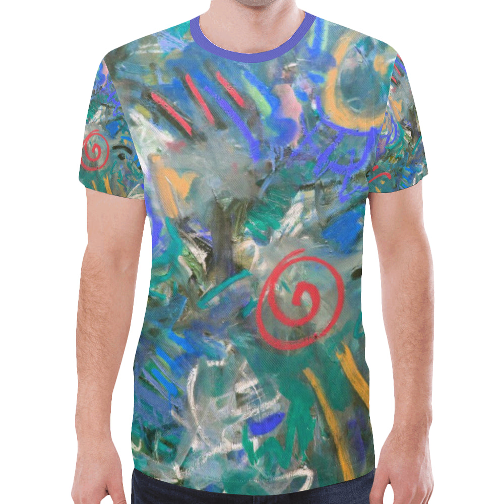 Graffiti Abstract Blue New All Over Print T-shirt for Men (Model T45)