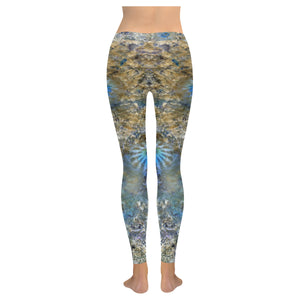 Jellyfish Blooms Blue Low Rise Leggings (Invisible Stitch) (Model L05)