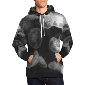 Jellyfish Black and White All Over Print Hoodie for Men/Large Size (USA Size) (Model H13)