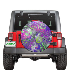 Graffiti Abstract Purple 34 Inch Spare Tire Cover