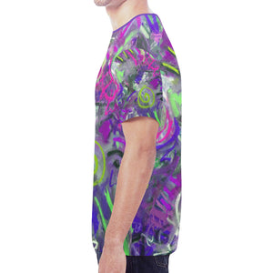 Graffiti Abstract Purple New All Over Print T-shirt for Men (Model T45)